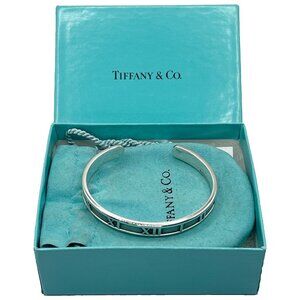 Tiffany & Co. 1995 Atlas Cuff Bracelet 6.5" in 925 Sterling Silver + Pouch & Box